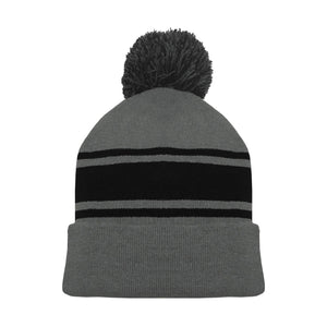 A1830-930 Heather Charcoal Grey/Black Blank Hockey Beanie Hat