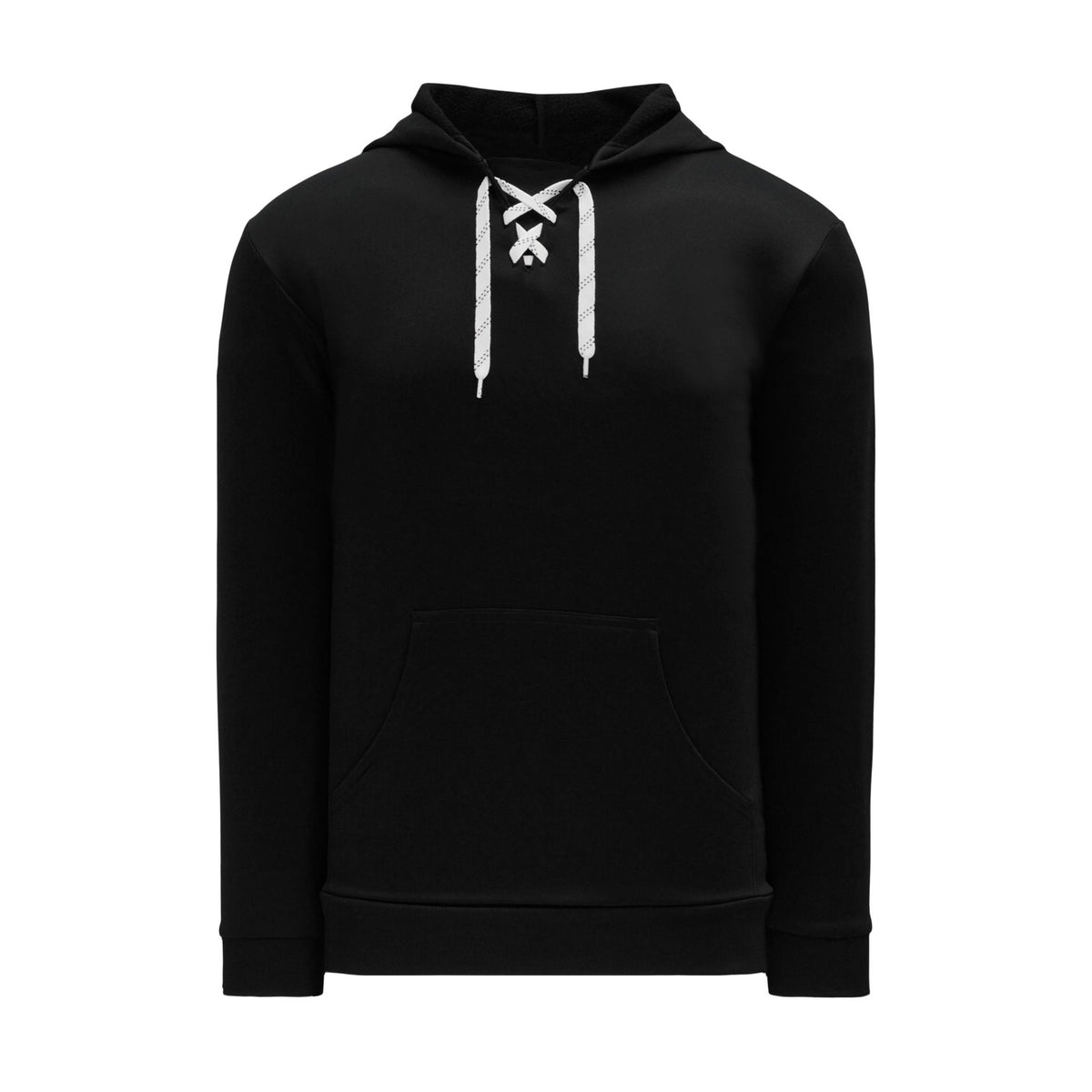 A1834-001 Black Blank Hockey Lace Hoodie Sweatshirt