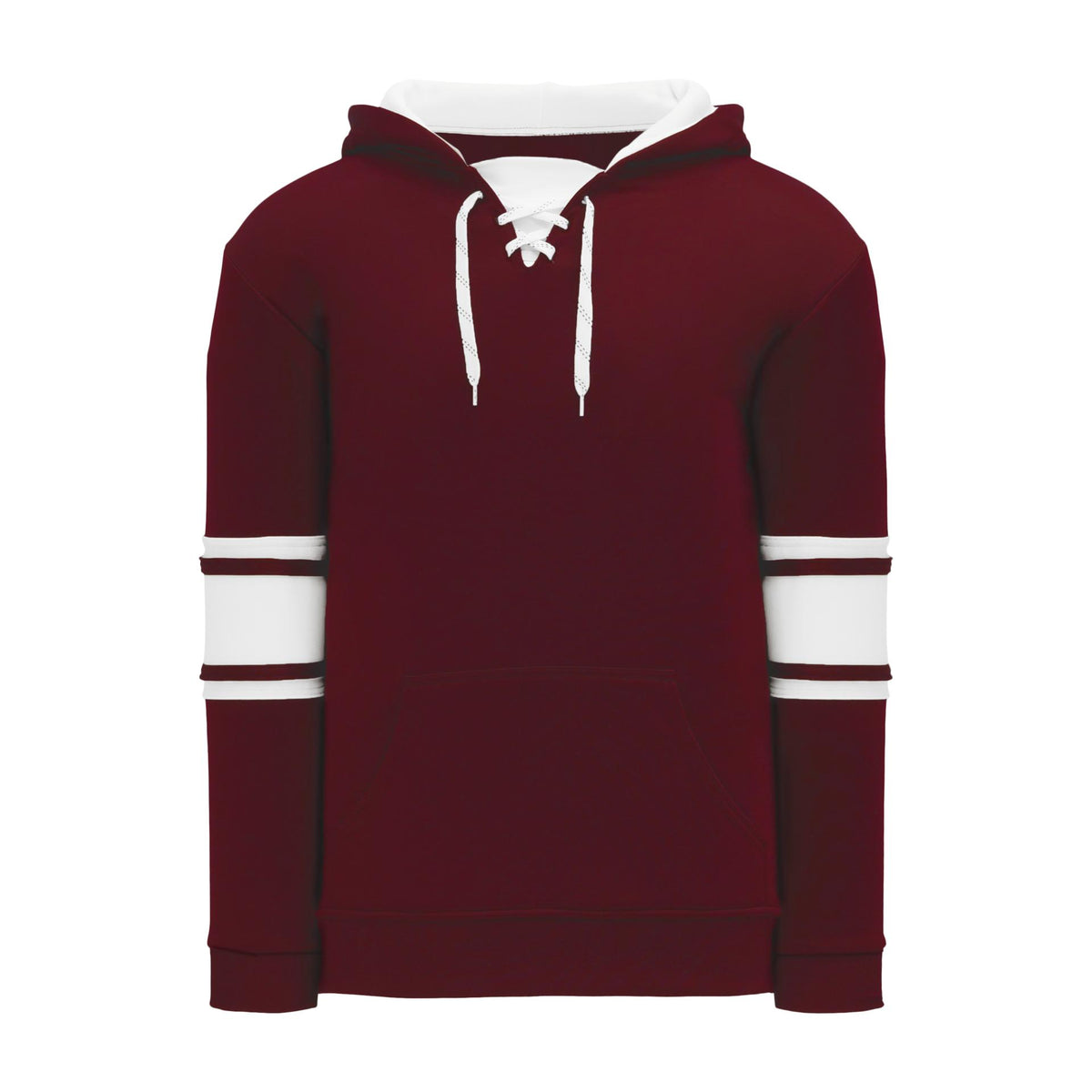 A1845-233 Maroon/White Blank Hockey Lace Hoodie Sweatshirt