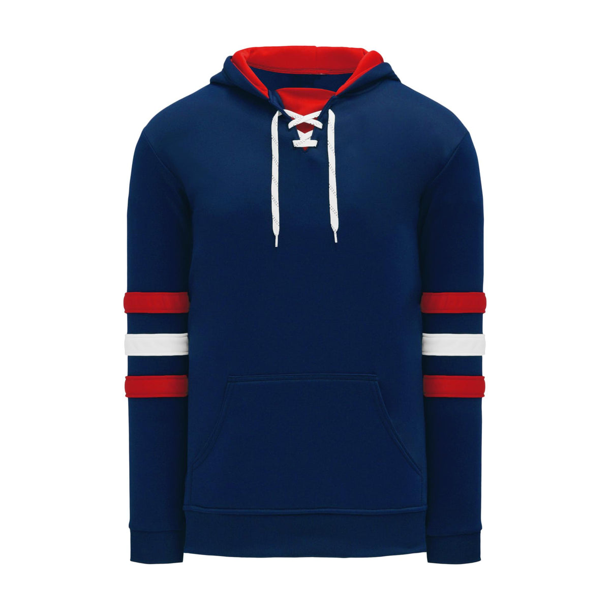 A1845 764 Navy Red White Blank Hockey Lace Hoodie Sweatshirt BlankHockeyJerseys