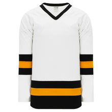 H6500-436 White/Black/Gold League Style Blank Hockey Jerseys