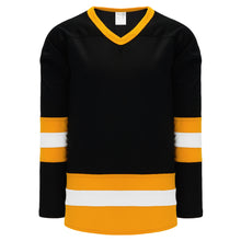 H6500-437 Black/Gold/White League Style Blank Hockey Jerseys