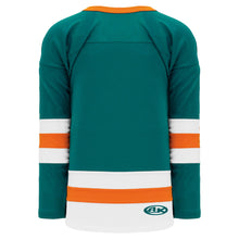 H6500-458 Teal/White/Orange League Style Blank Hockey Jerseys