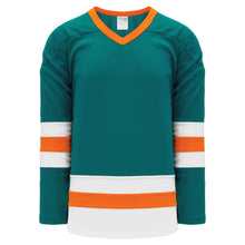 H6500-458 Teal/White/Orange League Style Blank Hockey Jerseys