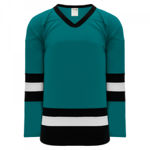 H6500-457 Teal/Black/White League Style Blank Hockey Jerseys