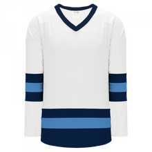 H6500-474 White/Navy/Sky League Style Blank Hockey Jerseys
