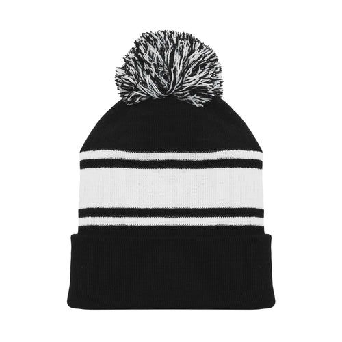 A1830-221 Black/White Blank Hockey Beanie Hat