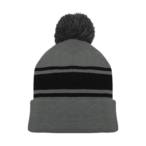 A1830-930 Heather Charcoal Grey/Black Blank Hockey Beanie Hat