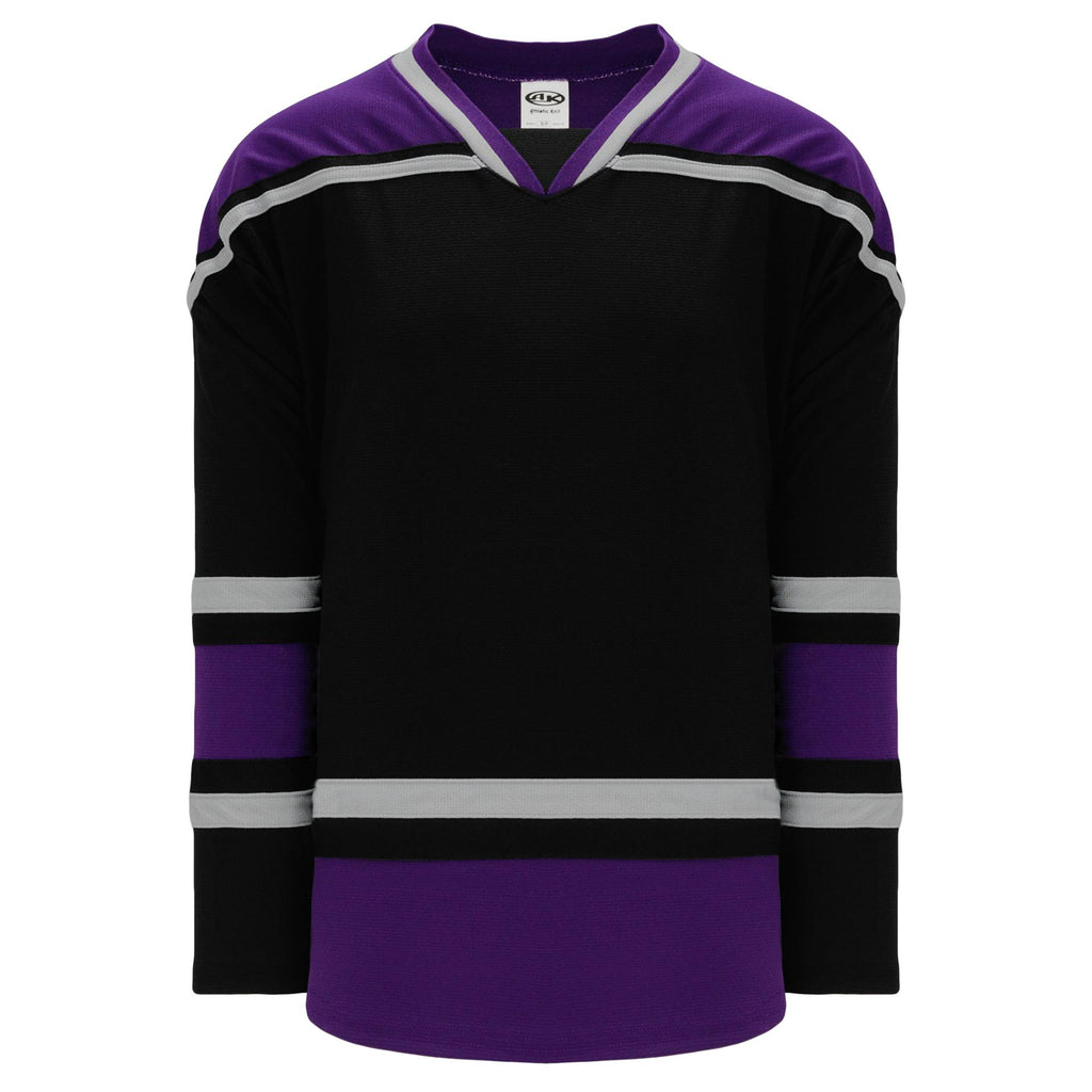 Black and fashion purple hockey jersey