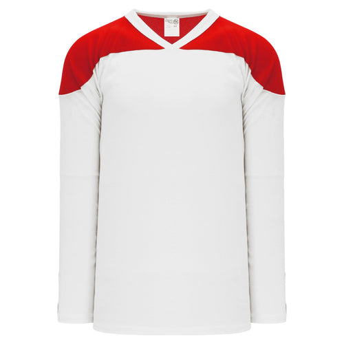 H6100-209 White/Red Practice Style Blank Hockey Jerseys