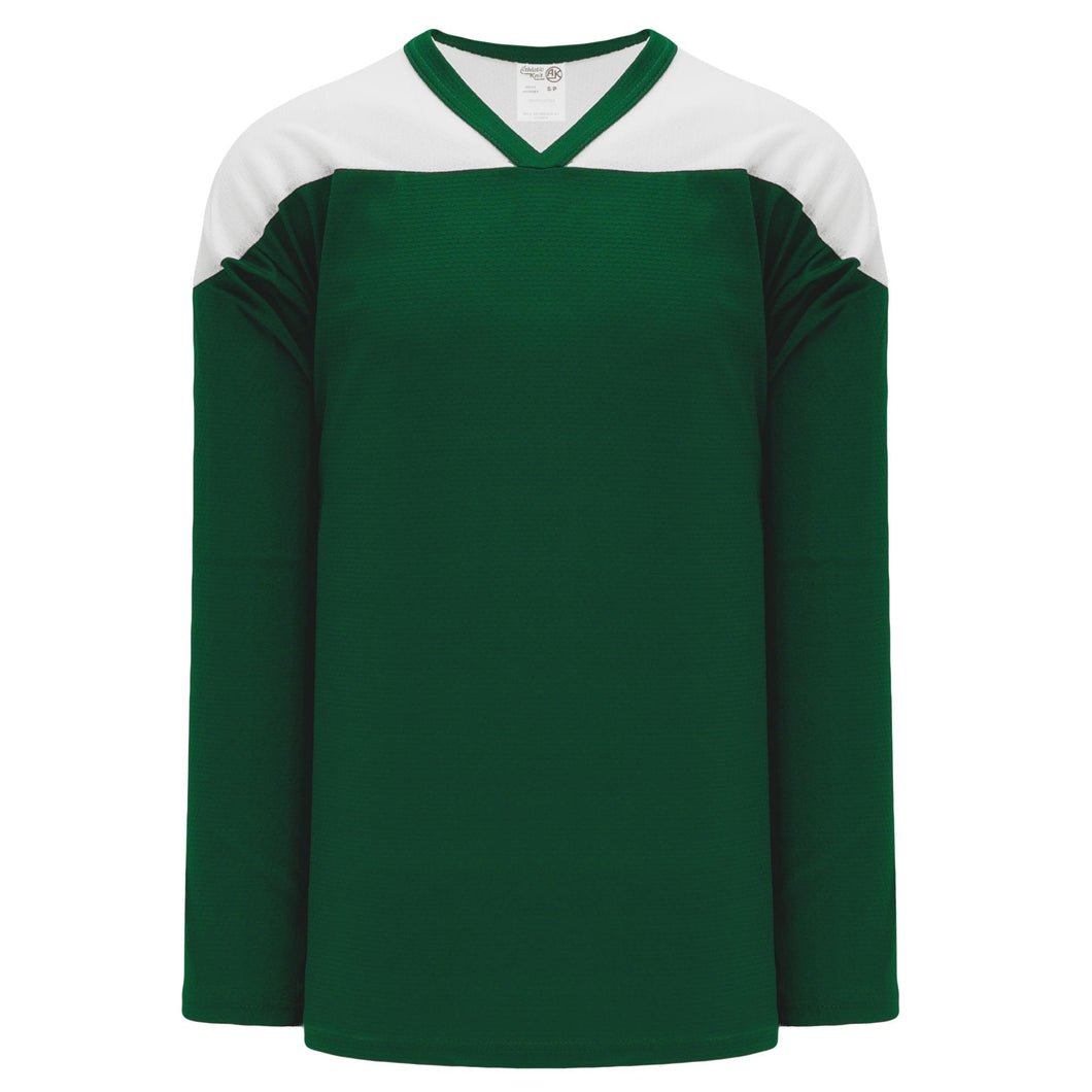 H6100-260 Dark Green/White Practice Style Blank Hockey Jerseys Youth XL