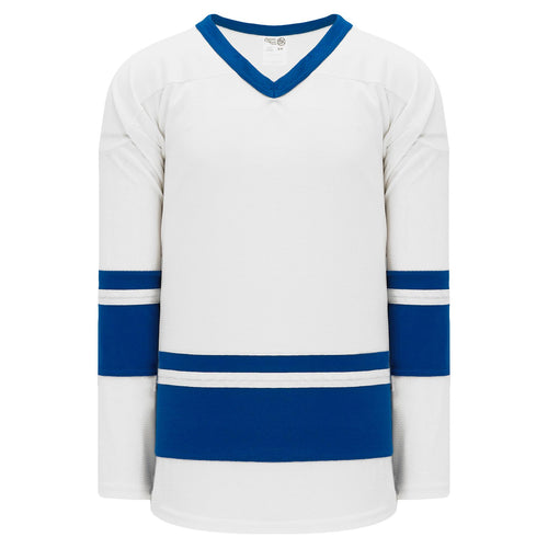 H6400-207 White/Royal League Style Blank Hockey Jerseys