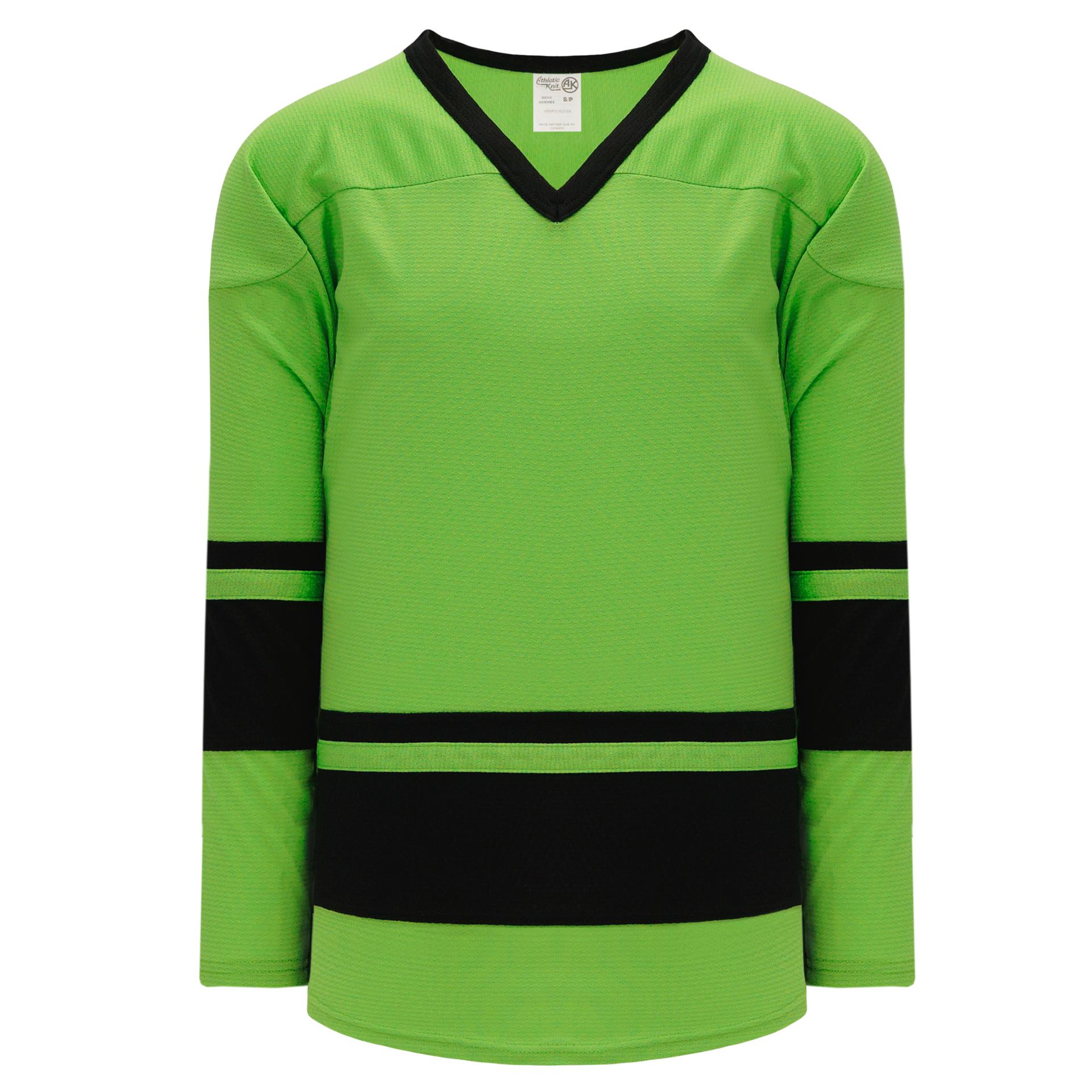 Custom White Navy-Neon Green Hockey Jersey Discount