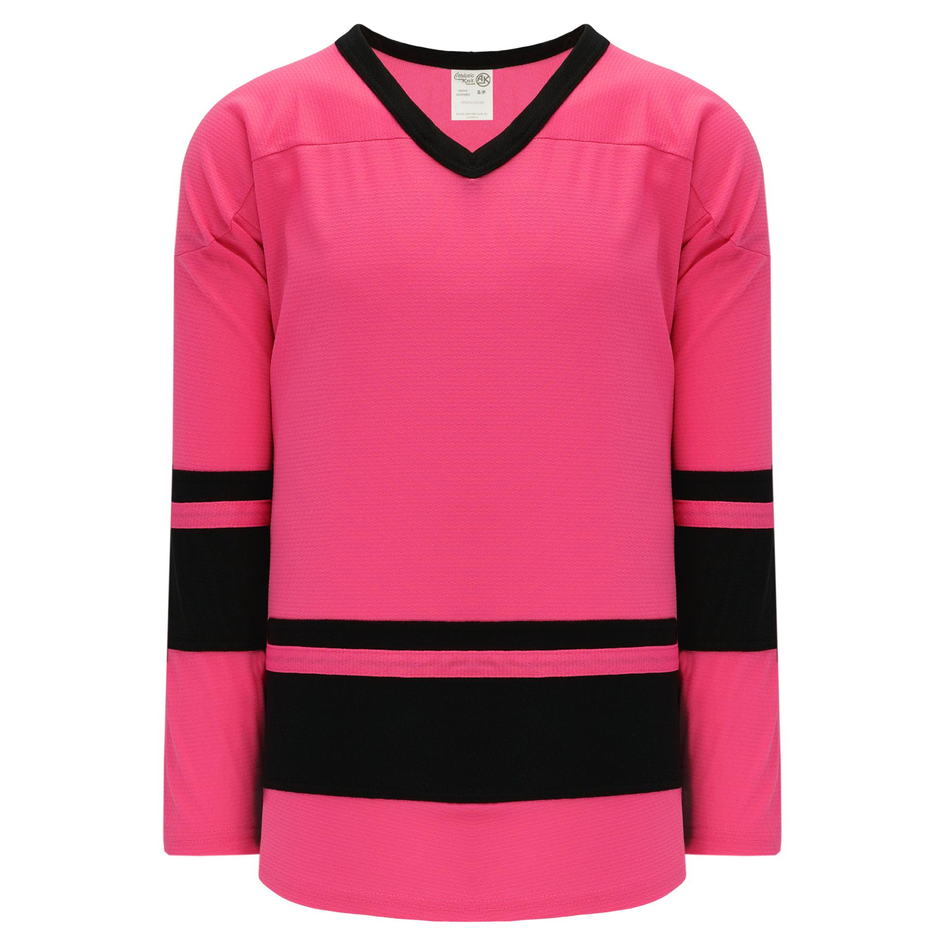 Custom Black Neon Green-Pink Hockey Jersey