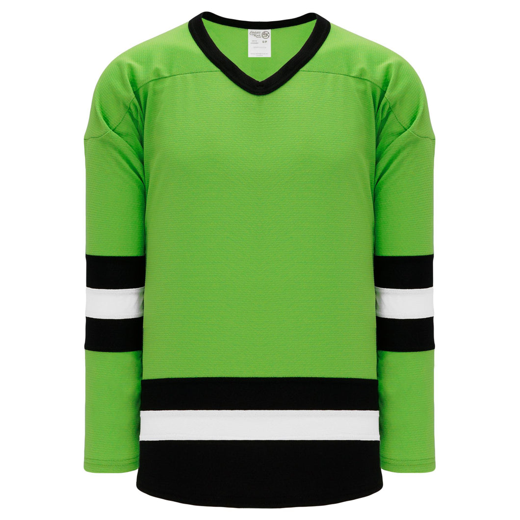 H6500-107 Lime Green/Black/White League Style Blank Hockey Jerseys