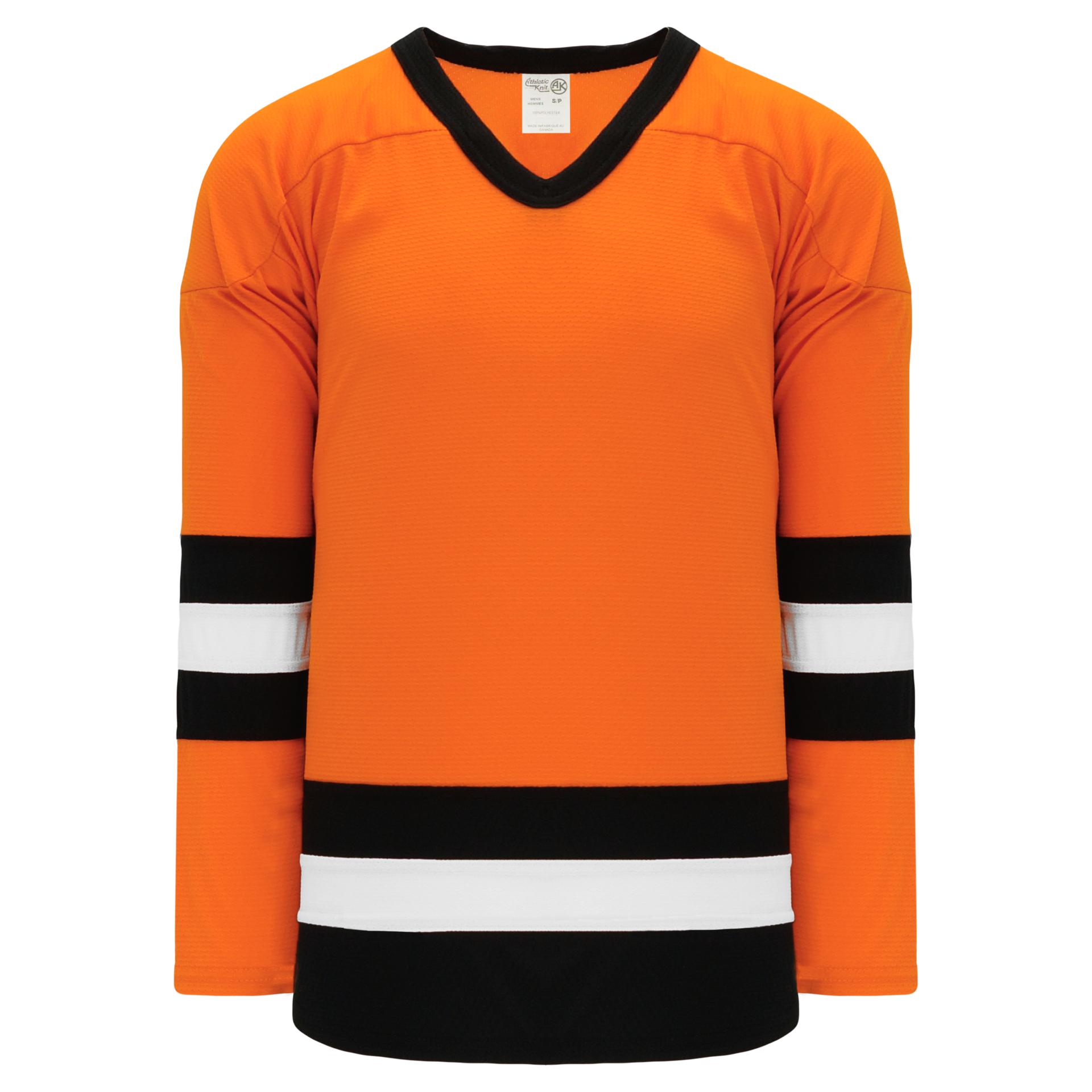 Custom Orange White-Green Hockey Jersey Men's Size:S