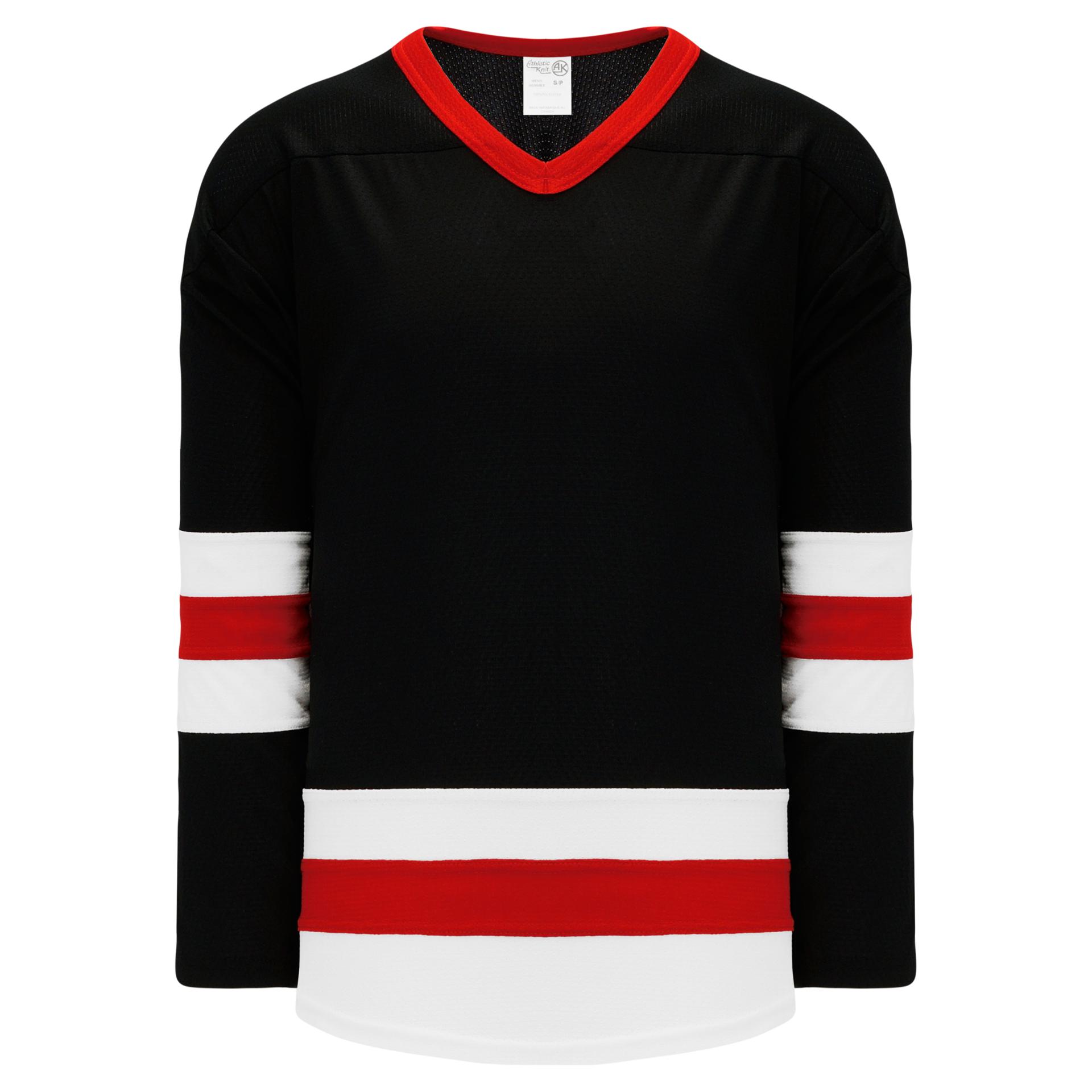 H6500-348 Black/White/Red League Style Blank Hockey Jerseys adult 2XL