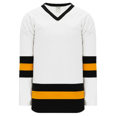 H6500-436 White/Black/Gold League Style Blank Hockey Jerseys