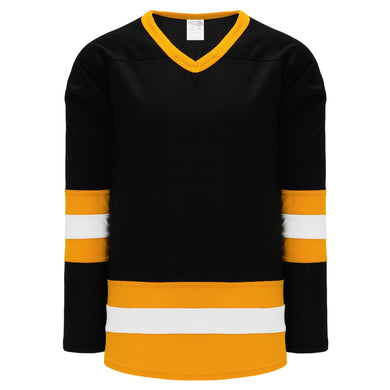 H6500-437 Black/Gold/White League Style Blank Hockey Jerseys