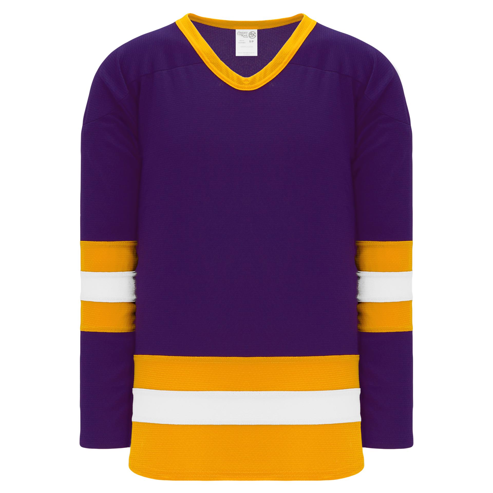 H6500-441 Purple/Gold/White League Style Blank Hockey Jerseys Adult Large