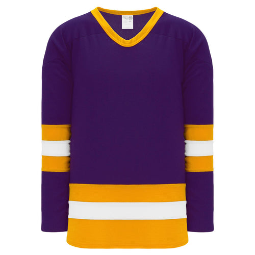 H6500-441 Purple/Gold/White League Style Blank Hockey Jerseys