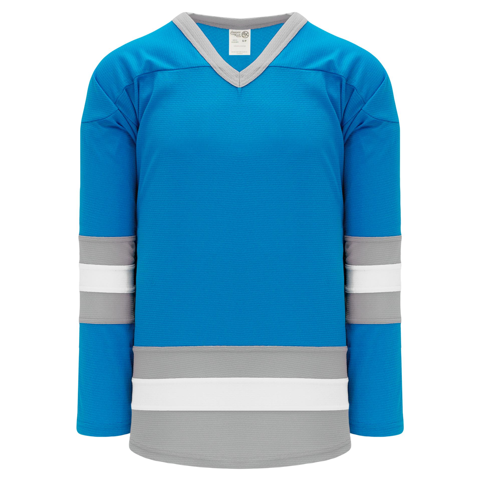 H6500-459 Pro Blue/Grey/White League Style Blank Hockey Jerseys Adult XL