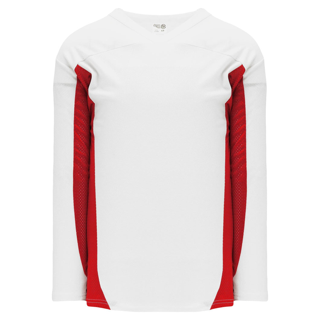 H7100-209 White/Red League Style Blank Hockey Jerseys