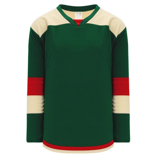 H7400-277 Dark Green/Sand/Red League Style Blank Hockey Jerseys