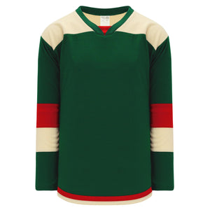 H7400-277 Dark Green/Sand/Red League Style Blank Hockey Jerseys