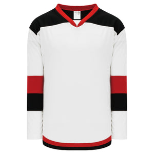 H6500-348 Black/White/Red League Style Blank Hockey Jerseys Adult 2XL