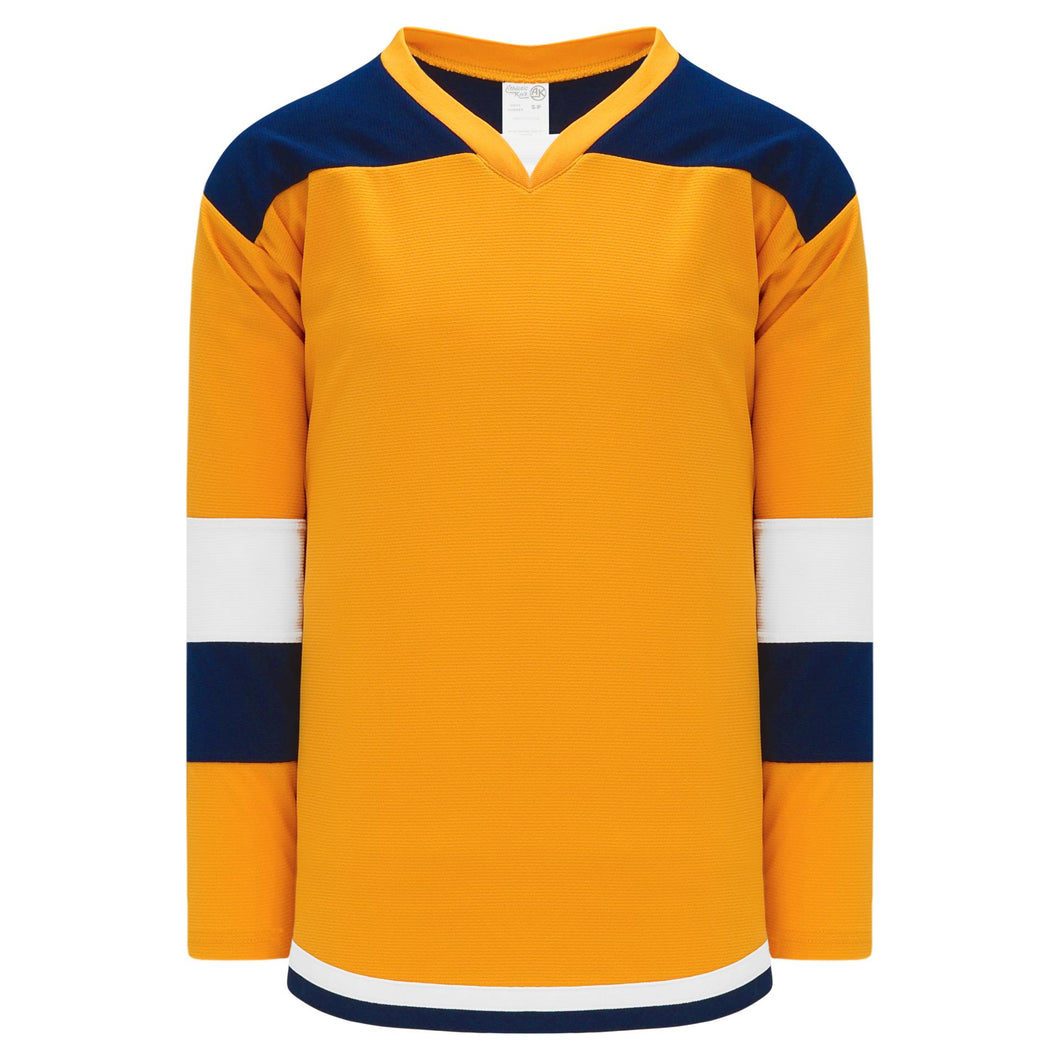 H7400-431 Gold/Navy/White League Style Blank Hockey Jerseys