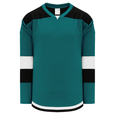 H7400-457 Teal/Black/White League Style Blank Hockey Jerseys