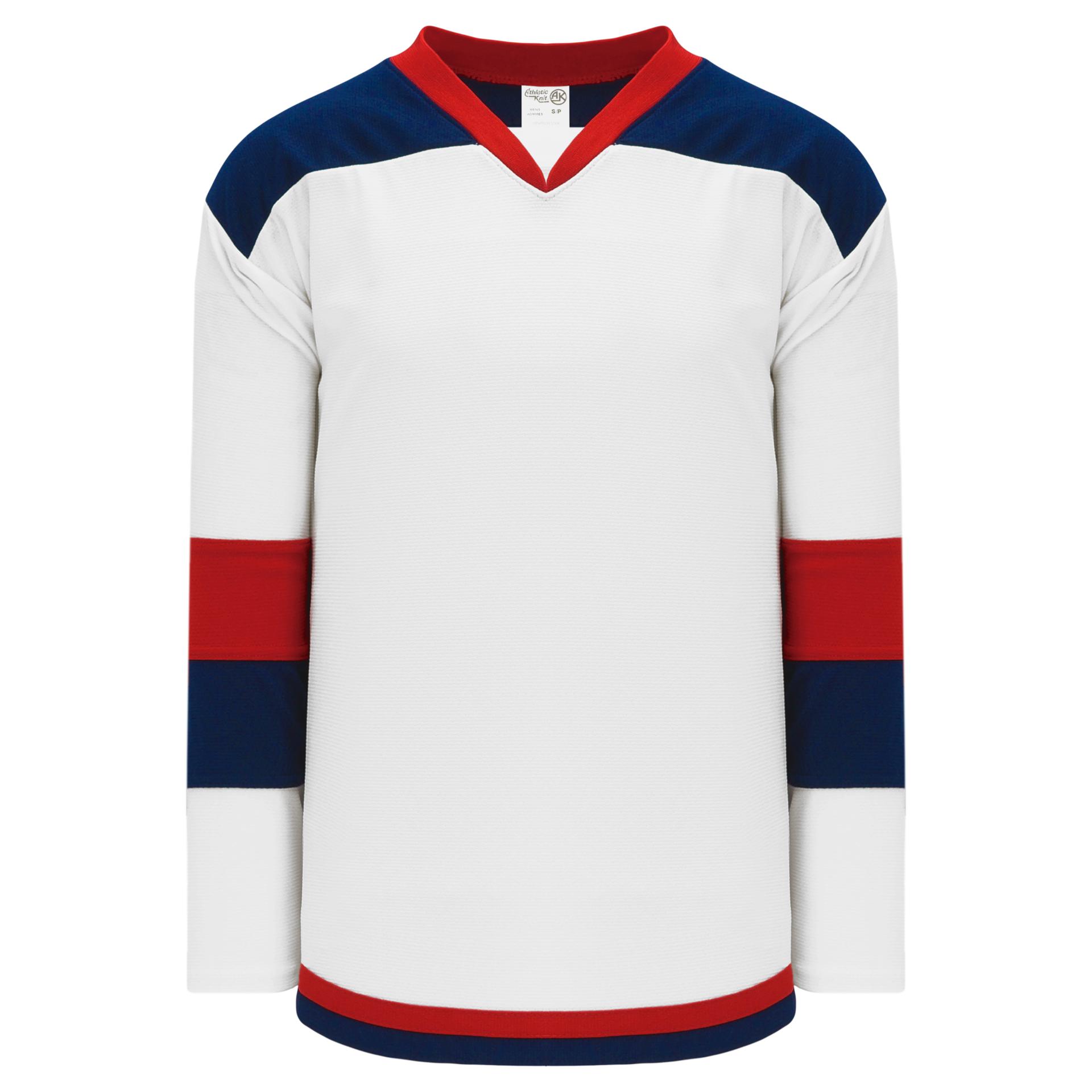 Long Sleeve Hockey Shirt White Red And Blue