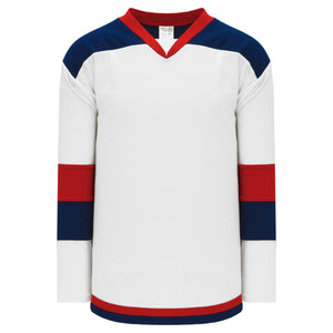 H7400-765 White/Navy/Red League Style Blank Hockey Jerseys