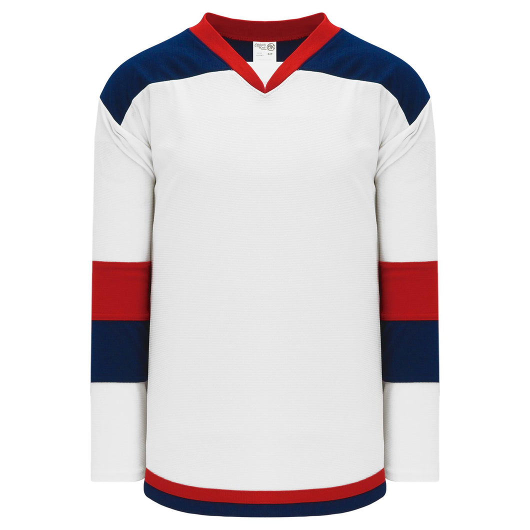 H7400-765 White/Navy/Red League Style Blank Hockey Jerseys