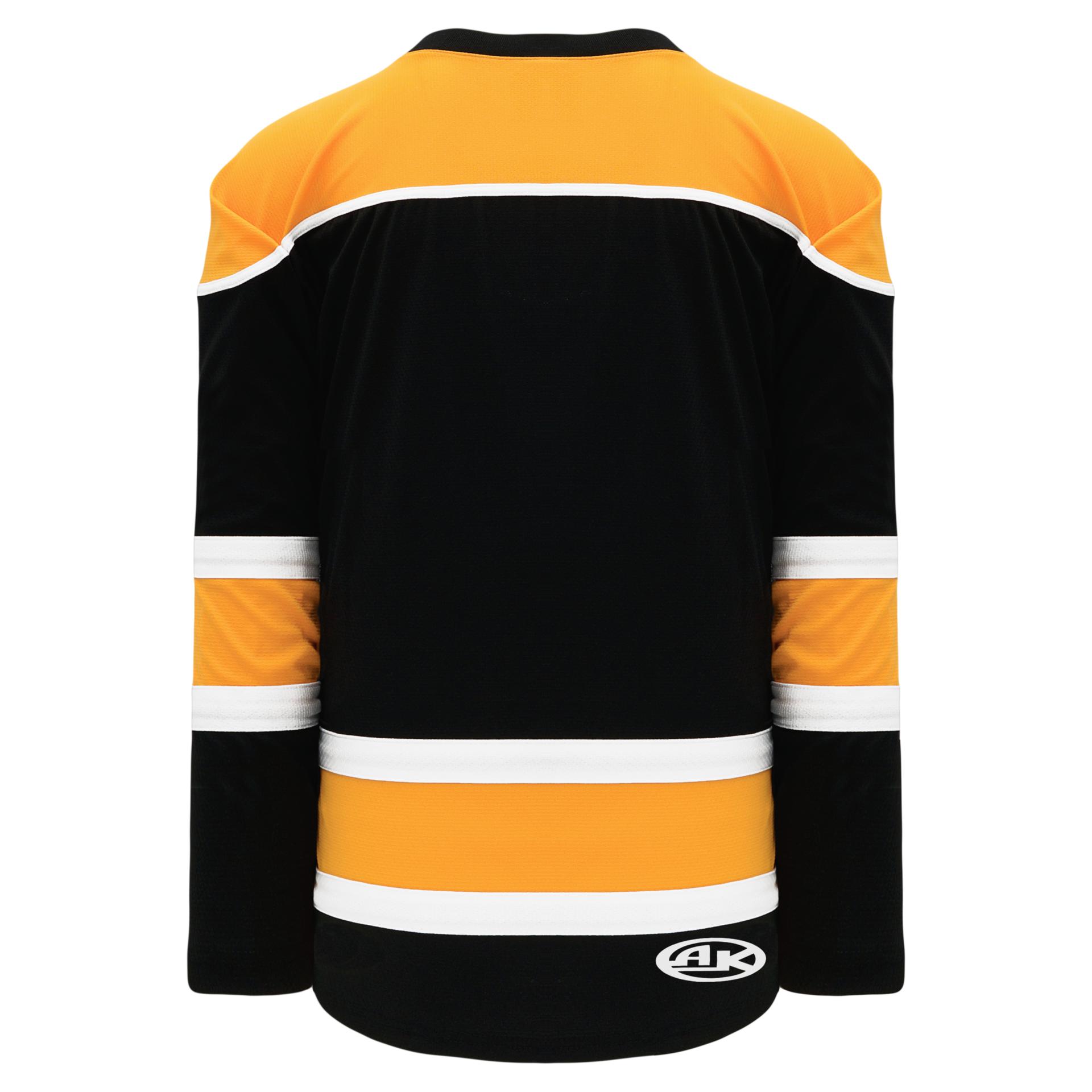 H7500-437 Black/Gold/White League Style Blank Hockey Jerseys Adult XL