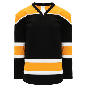 H7500-437 Black/Gold/White League Style Blank Hockey Jerseys