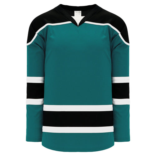 H7500-457 Teal/Black/White League Style Blank Hockey Jerseys