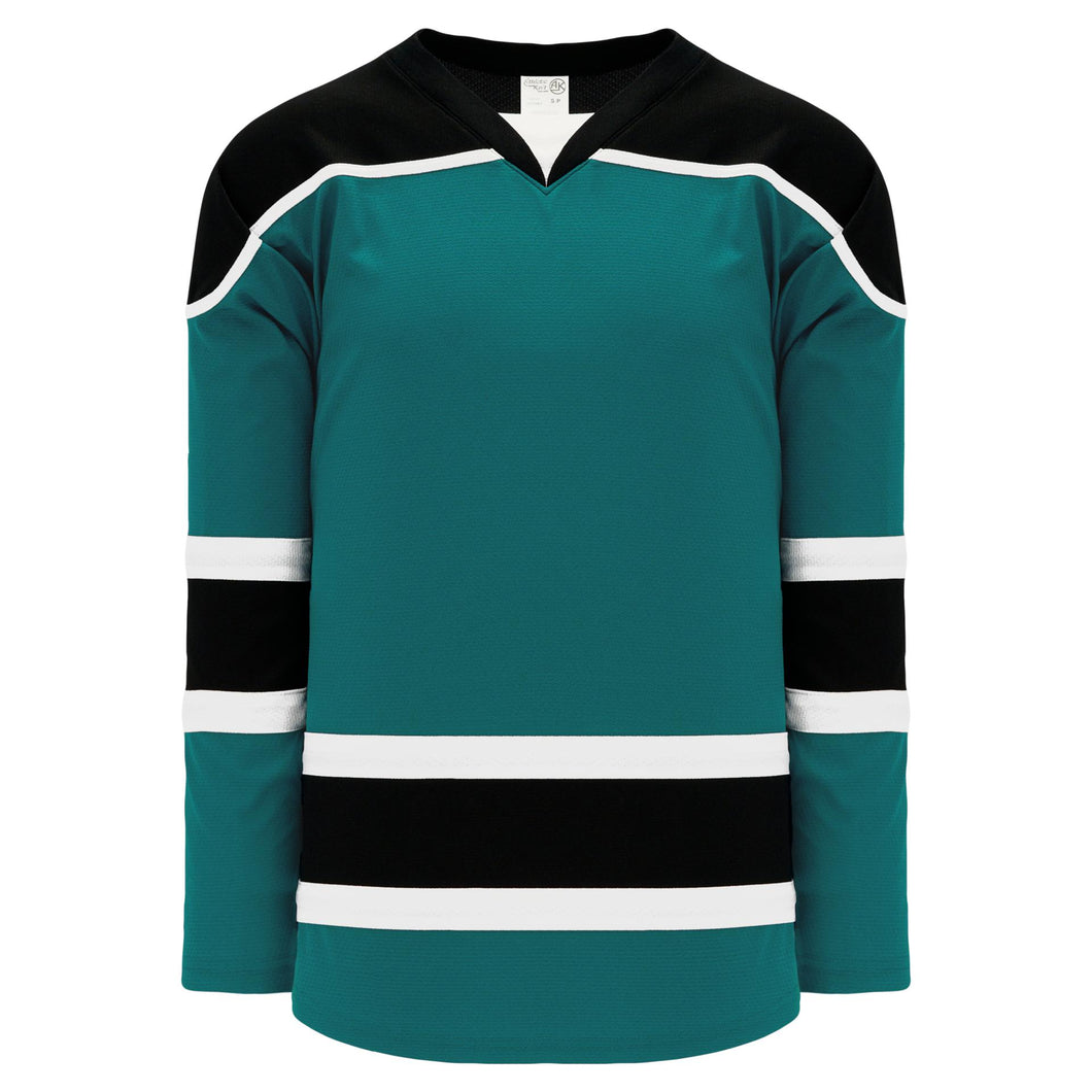 Custom Teal Old Gold-Black Hockey Jersey Youth Size:L