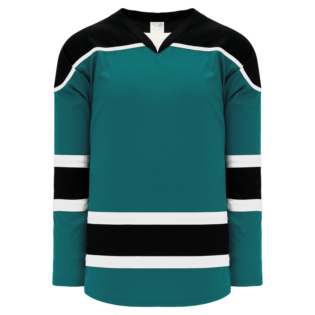 H7500-457 Teal/Black/White League Style Blank Hockey Jerseys