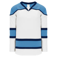 H7500-474 White/Sky/Navy League Style Blank Hockey Jerseys